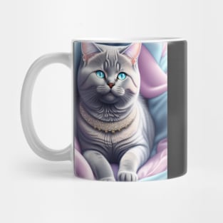 Sparkling British Shorthair Cat Unwinds in Comfort Mug